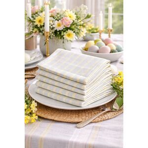 Set Of 6 Linen Cotton Cloth Spring Pastel Striped Heavyweight Napkins 18" x 18"